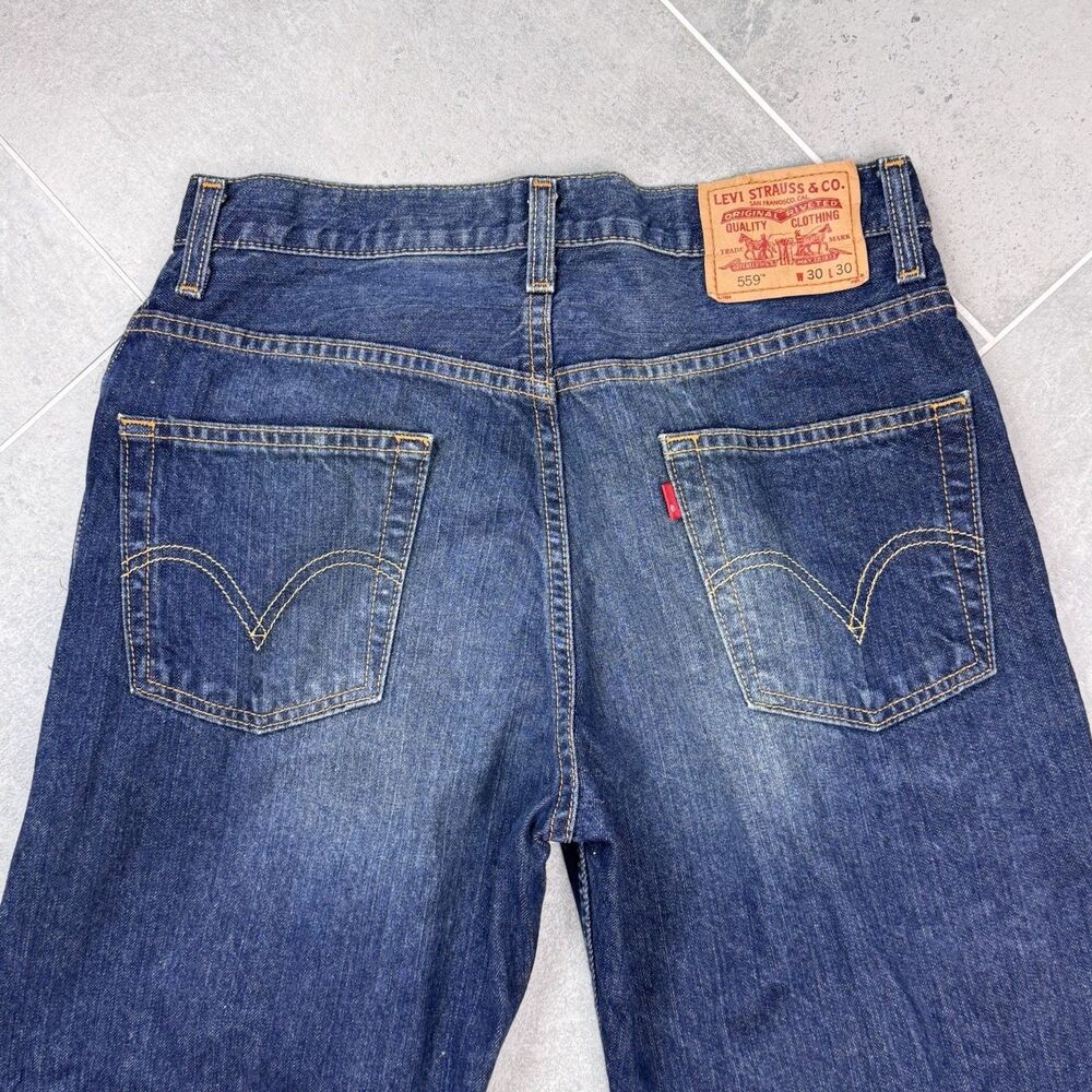 Vintage Levi's 559 Men's 30x30 Y2K Dark Indigo Relaxed Straight Jeans 2005